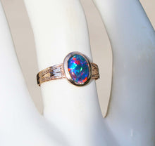 Load image into Gallery viewer, Antique c1900 Victorian Natural Opal Engraved &amp; Milgrained 10k Solid Rose Gold Ladies Cocktail Ring