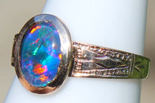 Load image into Gallery viewer, Antique c1900 Victorian Natural Opal Engraved &amp; Milgrained 10k Solid Rose Gold Ladies Cocktail Ring