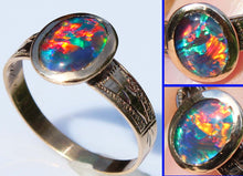 Load image into Gallery viewer, Antique c1900 Victorian Natural Opal Engraved &amp; Milgrained 10k Solid Rose Gold Ladies Cocktail Ring