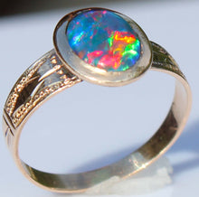 Load image into Gallery viewer, Antique c1900 Victorian Natural Opal Engraved &amp; Milgrained 10k Solid Rose Gold Ladies Cocktail Ring