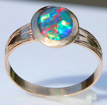 Load image into Gallery viewer, Antique c1900 Victorian Natural Opal Engraved &amp; Milgrained 10k Solid Rose Gold Ladies Cocktail Ring