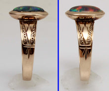 Load image into Gallery viewer, Antique c1900 Victorian Natural Opal Engraved &amp; Milgrained 10k Solid Rose Gold Ladies Cocktail Ring