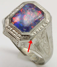 Load image into Gallery viewer, Antique 1920's Art Deco SIGNED Ostby &amp; Barton RAINBOW Opal 10k Solid White Gold Men's Ring