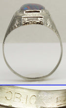 Load image into Gallery viewer, Antique 1920's Art Deco SIGNED Ostby &amp; Barton RAINBOW Opal 10k Solid White Gold Men's Ring
