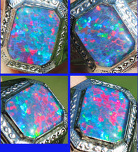 Load image into Gallery viewer, Antique 1920's Art Deco SIGNED Ostby &amp; Barton RAINBOW Opal 10k Solid White Gold Men's Ring