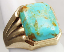 Load image into Gallery viewer, Vintage 1940&#39;s SIGNED Plainville Stock RARE ORANGE Matrix Kingman Turquoise 10k Solid Gold Mens Ring