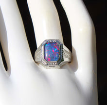 Load image into Gallery viewer, Antique 1920's Art Deco SIGNED Ostby &amp; Barton RAINBOW Opal 10k Solid White Gold Men's Ring