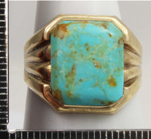 Load image into Gallery viewer, Vintage 1940&#39;s SIGNED Plainville Stock RARE ORANGE Matrix Kingman Turquoise 10k Solid Gold Mens Ring