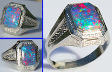 Load image into Gallery viewer, Antique 1920's Art Deco SIGNED Ostby &amp; Barton RAINBOW Opal 10k Solid White Gold Men's Ring