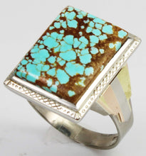 Load image into Gallery viewer, Antique 1920&#39;s Art Deco RARE Natural #8 Mine Nevada Turquoise 10k Solid Tricolor Gold Men&#39;s Ring