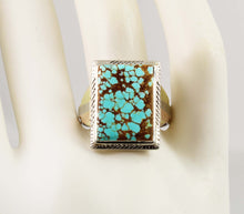 Load image into Gallery viewer, Antique 1920&#39;s Art Deco RARE Natural #8 Mine Nevada Turquoise 10k Solid Tricolor Gold Men&#39;s Ring