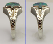 Load image into Gallery viewer, Antique 1920's Art Deco SIGNED Ostby &amp; Barton RAINBOW Natural Opal 10k Solid White Gold Men's Ring