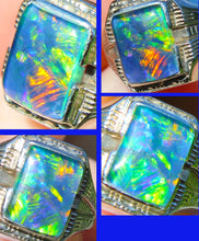 Load image into Gallery viewer, Antique 1920's Art Deco SIGNED Ostby &amp; Barton RAINBOW Natural Opal 10k Solid White Gold Men's Ring