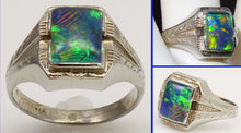 Load image into Gallery viewer, Antique 1920's Art Deco SIGNED Ostby &amp; Barton RAINBOW Natural Opal 10k Solid White Gold Men's Ring