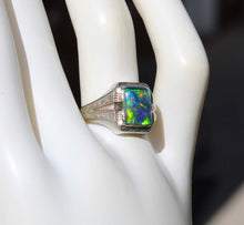 Load image into Gallery viewer, Antique 1920's Art Deco SIGNED Ostby &amp; Barton RAINBOW Natural Opal 10k Solid White Gold Men's Ring
