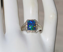 Load image into Gallery viewer, Antique 1920's Art Deco SIGNED Ostby &amp; Barton RAINBOW Natural Opal 10k Solid White Gold Men's Ring