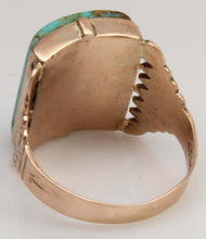 Load image into Gallery viewer, Antique Victorian RARE ORANGE MATRIX Natural Turquoise 10k Solid Rose Gold Men's Ring