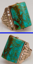 Load image into Gallery viewer, Antique Victorian RARE ORANGE MATRIX Natural Turquoise 10k Solid Rose Gold Men's Ring