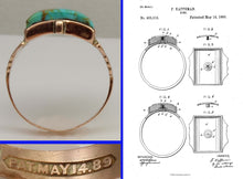 Load image into Gallery viewer, Antique Victorian RARE ORANGE MATRIX Natural Turquoise 10k Solid Rose Gold Men's Ring