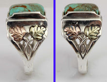 Load image into Gallery viewer, Estate RARE ORANGE MATRIX Natural Kingman Turquoise 12k Solid Rose &amp; Green Gold &amp; Silver Men&#39;s Ring