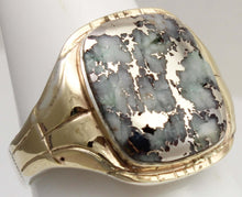 Load image into Gallery viewer, Antique Art Deco RARE Natural Silver Ore in Quartz Solid Sterling Silver &amp; 10k Gold Men's Ring