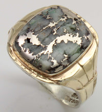 Load image into Gallery viewer, Antique Art Deco RARE Natural Silver Ore in Quartz Solid Sterling Silver &amp; 10k Gold Men's Ring