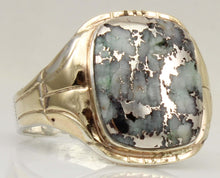 Load image into Gallery viewer, Antique Art Deco RARE Natural Silver Ore in Quartz Solid Sterling Silver &amp; 10k Gold Men's Ring