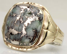 Load image into Gallery viewer, Antique Art Deco RARE Natural Silver Ore in Quartz Solid Sterling Silver &amp; 10k Gold Men's Ring