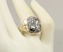 Load image into Gallery viewer, Antique Art Deco RARE Natural Silver Ore in Quartz Solid Sterling Silver &amp; 10k Gold Men's Ring