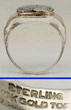 Load image into Gallery viewer, Antique Art Deco RARE Natural Silver Ore in Quartz Solid Sterling Silver &amp; 10k Gold Men's Ring