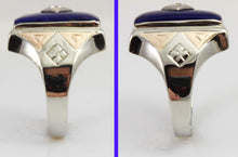 Load image into Gallery viewer, Antique 1920&#39;s Art Deco Natural Lapis &amp; Antique Cut Diamond 10k Solid White &amp; Rose Gold Men&#39;s Ring