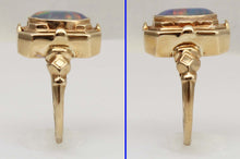 Load image into Gallery viewer, Antique 1920s Art Deco Robin's Egg Blue Turquoise &amp; Opal 10k Gold Cocktail RARE Reversible Flip Ring