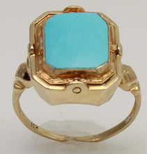 Load image into Gallery viewer, Antique 1920s Art Deco Robin's Egg Blue Turquoise &amp; Opal 10k Gold Cocktail RARE Reversible Flip Ring
