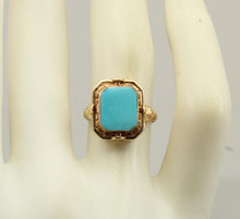 Load image into Gallery viewer, Antique 1920s Art Deco Robin's Egg Blue Turquoise &amp; Opal 10k Gold Cocktail RARE Reversible Flip Ring
