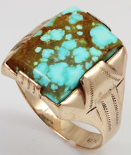 Load image into Gallery viewer, Antique 1920&#39;s Art Deco Ostby &amp; Barton RARE Natural #8 Mine Turquoise 10k Solid Rose Gold Men&#39;s Ring