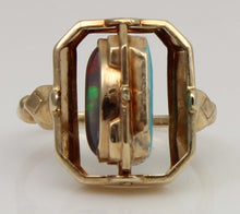 Load image into Gallery viewer, Antique 1920s Art Deco Robin's Egg Blue Turquoise &amp; Opal 10k Gold Cocktail RARE Reversible Flip Ring