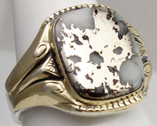 Load image into Gallery viewer, Antique 1920's Art Deco RARE Natural Silver Ore in Quartz Solid Sterling Silver &amp; 10k Gold Mens Ring
