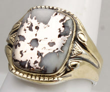 Load image into Gallery viewer, Antique 1920's Art Deco RARE Natural Silver Ore in Quartz Solid Sterling Silver &amp; 10k Gold Mens Ring