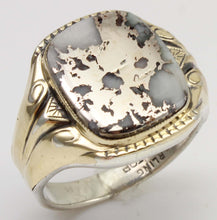 Load image into Gallery viewer, Antique 1920's Art Deco RARE Natural Silver Ore in Quartz Solid Sterling Silver &amp; 10k Gold Mens Ring