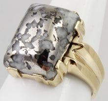 Load image into Gallery viewer, HEAVY Antique 1920&#39;s Art Deco LARGE RARE Natural Silver Ore in Quartz 10k Solid Gold Men&#39;s Ring