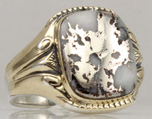 Load image into Gallery viewer, Antique 1920's Art Deco RARE Natural Silver Ore in Quartz Solid Sterling Silver &amp; 10k Gold Mens Ring