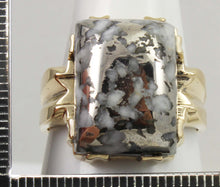 Load image into Gallery viewer, HEAVY Antique 1920&#39;s Art Deco LARGE RARE Natural Silver Ore in Quartz 10k Solid Gold Men&#39;s Ring