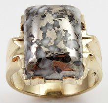 Load image into Gallery viewer, HEAVY Antique 1920&#39;s Art Deco LARGE RARE Natural Silver Ore in Quartz 10k Solid Gold Men&#39;s Ring