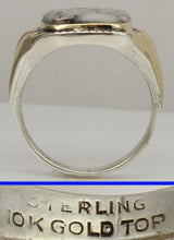 Load image into Gallery viewer, Antique 1920's Art Deco RARE Natural Silver Ore in Quartz Solid Sterling Silver &amp; 10k Gold Mens Ring