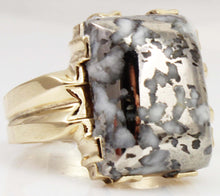 Load image into Gallery viewer, HEAVY Antique 1920&#39;s Art Deco LARGE RARE Natural Silver Ore in Quartz 10k Solid Gold Men&#39;s Ring