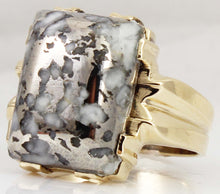 Load image into Gallery viewer, HEAVY Antique 1920&#39;s Art Deco LARGE RARE Natural Silver Ore in Quartz 10k Solid Gold Men&#39;s Ring