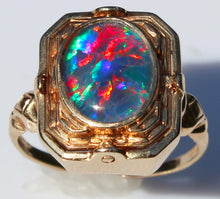 Load image into Gallery viewer, Antique 1920s Art Deco Robin's Egg Blue Turquoise &amp; Opal 10k Gold Cocktail RARE Reversible Flip Ring