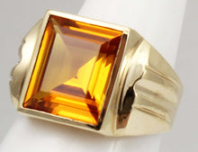 Load image into Gallery viewer, Antique 1920&#39;s Art Deco LARGE 6ct GOLDEN SAPPHIRE Handwrought 10k Solid Yellow Gold Men&#39;s Ring