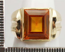 Load image into Gallery viewer, Antique 1920&#39;s Art Deco LARGE 6ct GOLDEN SAPPHIRE Handwrought 10k Solid Yellow Gold Men&#39;s Ring