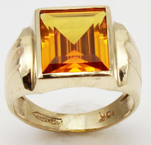 Load image into Gallery viewer, Antique 1920&#39;s Art Deco LARGE 6ct GOLDEN SAPPHIRE Handwrought 10k Solid Yellow Gold Men&#39;s Ring